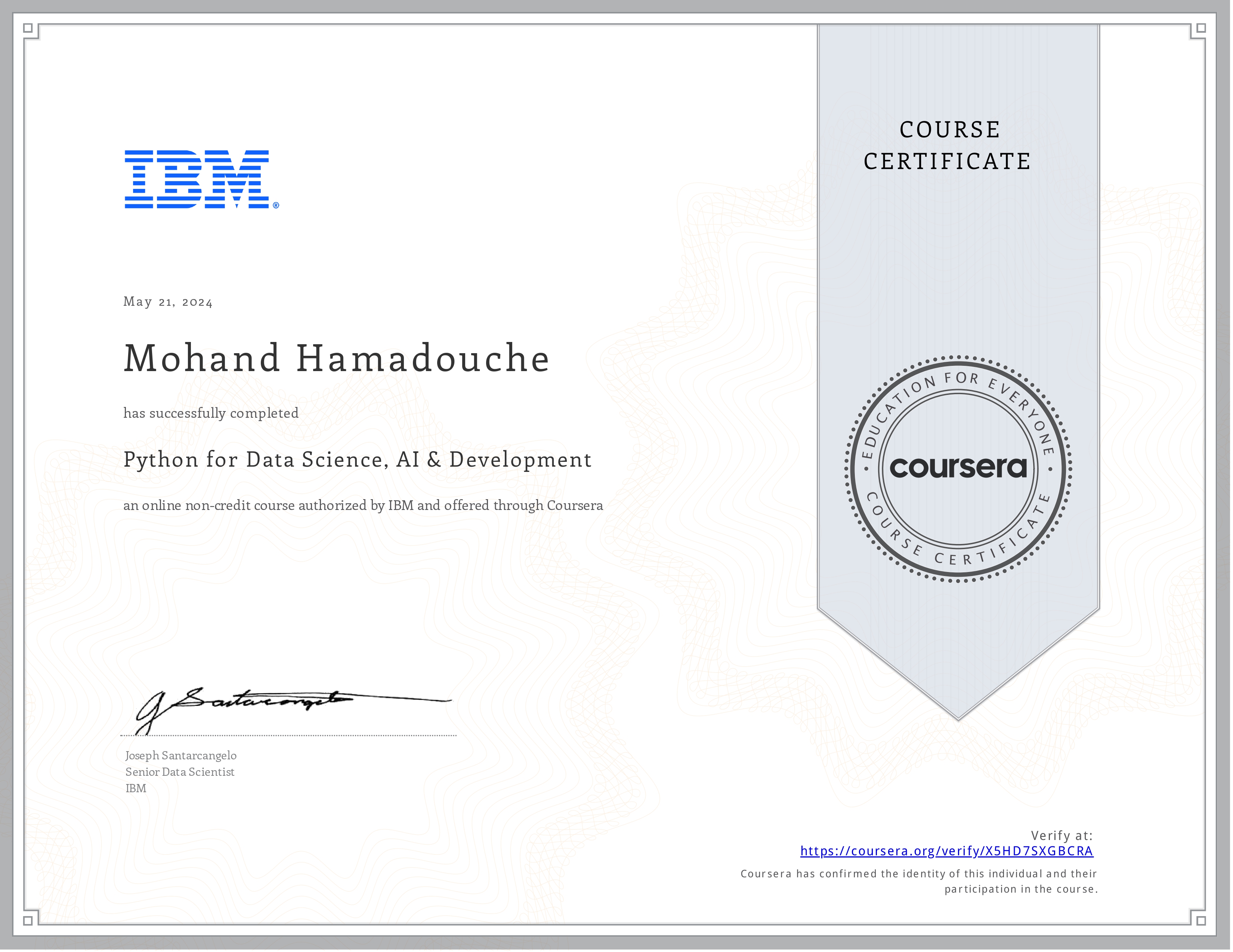 Coursera X5HD7SXGBCRA